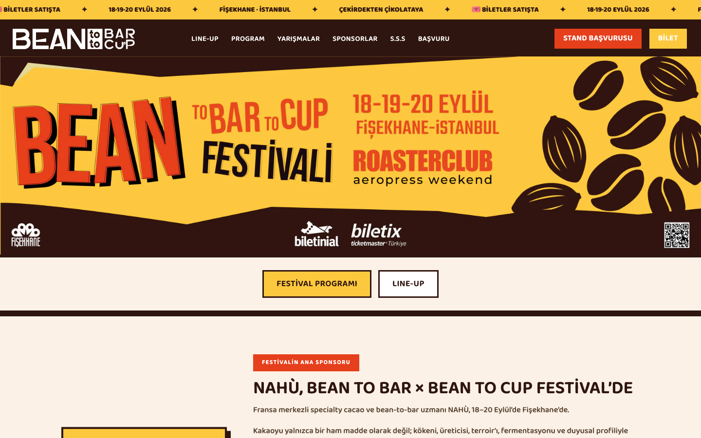 Bean to Bar × Bean to Cup Festivali web sitesi